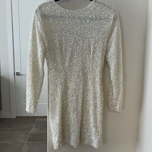 Retrofete Shimmering Sequin Mini Dress in White